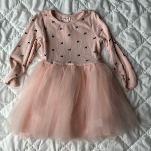 Cat and Jack light pink bow tutu long sleeve dress, 3T